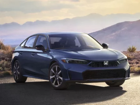 Honda Civic Advanced Hybrid 2026, modelo estreia em sintonia com o design global. Crédito: Divulgação.