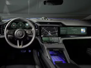 Cayenne Electric mostra como será o interior dos futuros Porsche Porsche Cayenne Electric. Crédito: Divulgação.