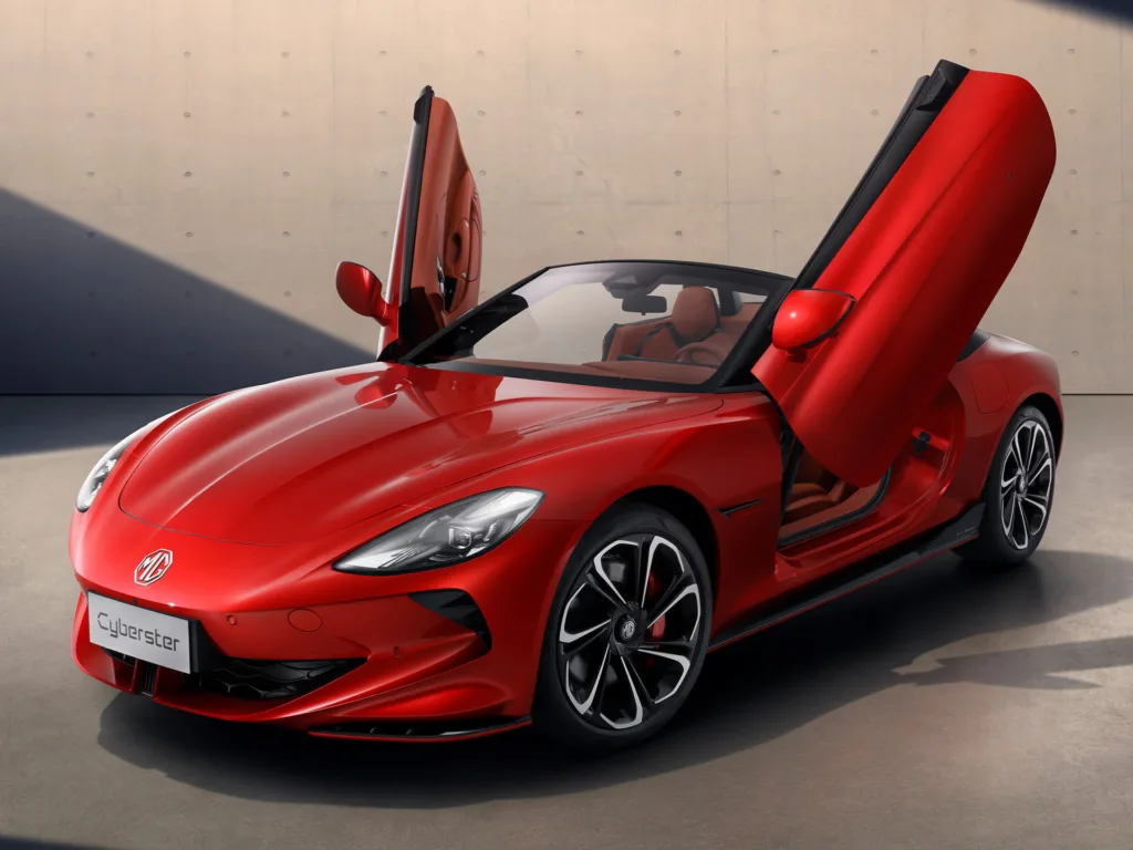 MG Motor inicia operação no Brasil com trio de elétricos MG Cyberster. Crédito: Divulgação.