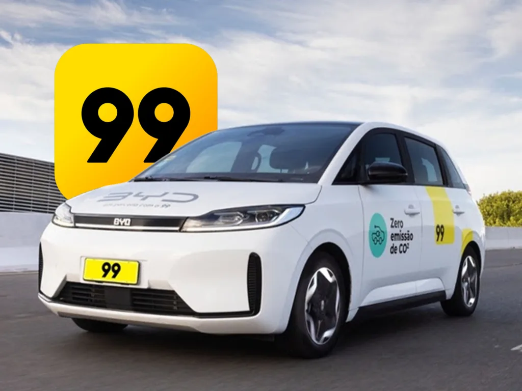 BYD domina mais de 70% da frota eletrificada da 99 BYD domina mais de 70% da frota eletrificada da 99. Arte: Quilowatt. Recursos: Marcio Bruno/Divulgação.